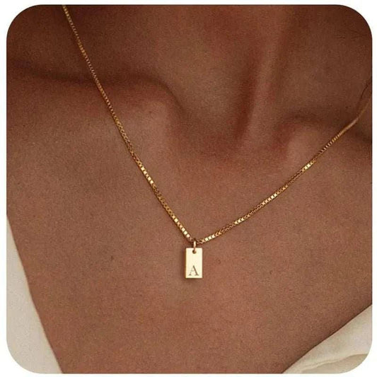 Gold Tiny Heart Initial Necklace