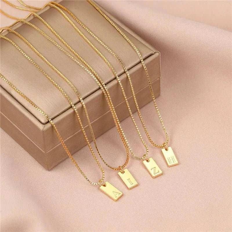 Gold Tiny Heart Initial Necklace