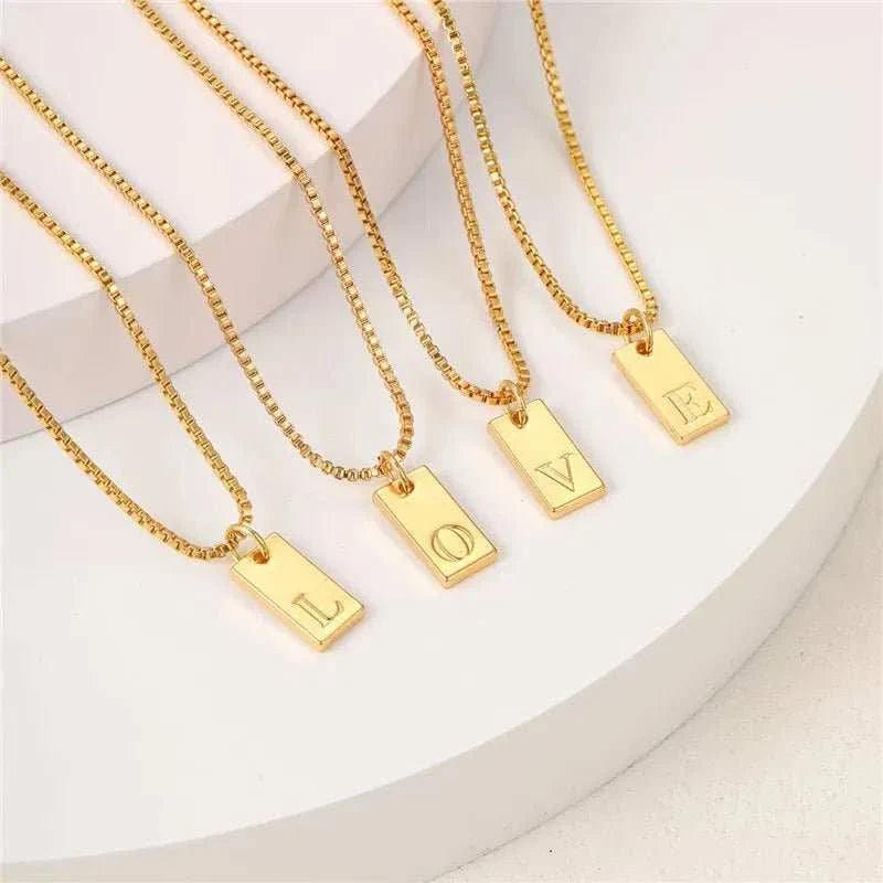 Gold Tiny Heart Initial Necklace