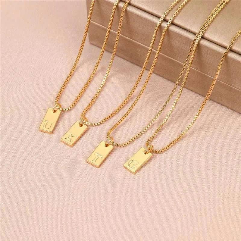 Gold Tiny Heart Initial Necklace