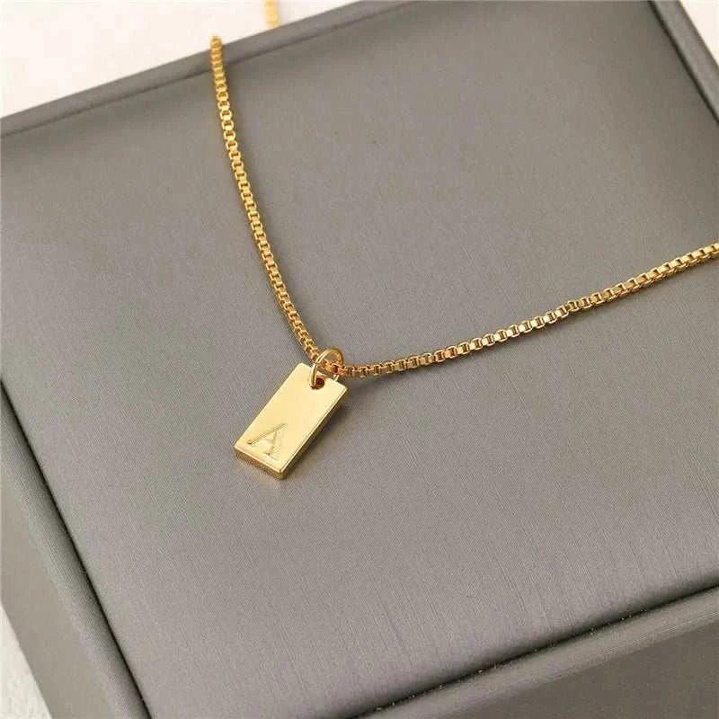 Gold Tiny Heart Initial Necklace