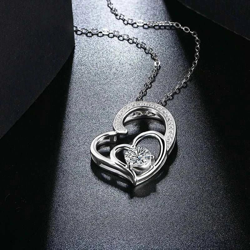 Heart-Shaped 925 Silver Moissanite Pendant Necklace