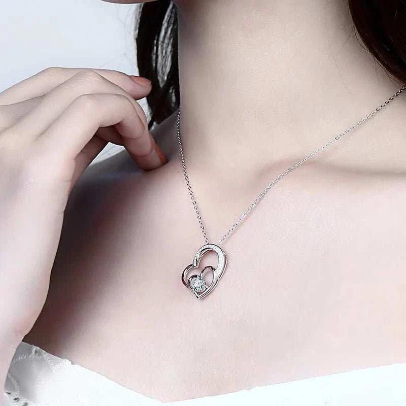 Heart-Shaped 925 Silver Moissanite Pendant Necklace