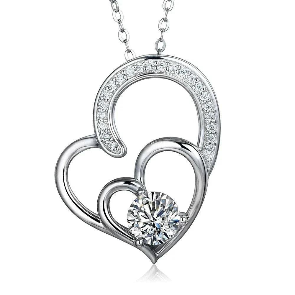 Heart-Shaped 925 Silver Moissanite Pendant Necklace