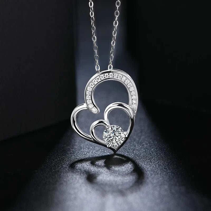 Heart-Shaped 925 Silver Moissanite Pendant Necklace
