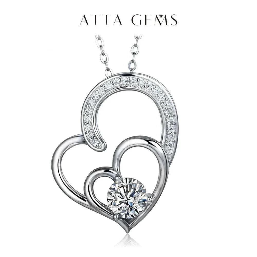 Heart-Shaped 925 Silver Moissanite Pendant Necklace
