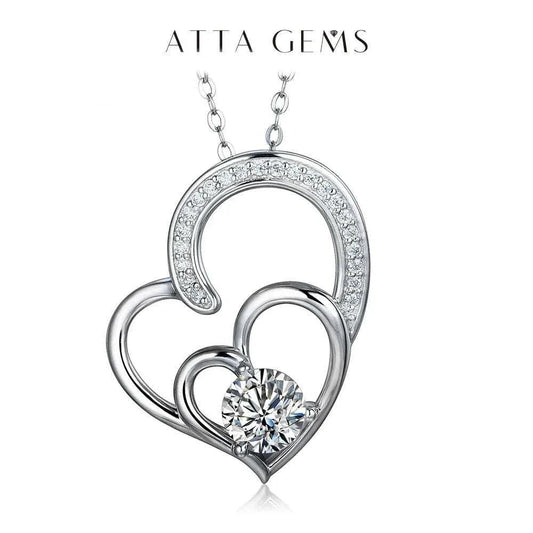 Heart-Shaped 925 Silver Moissanite Pendant Necklace