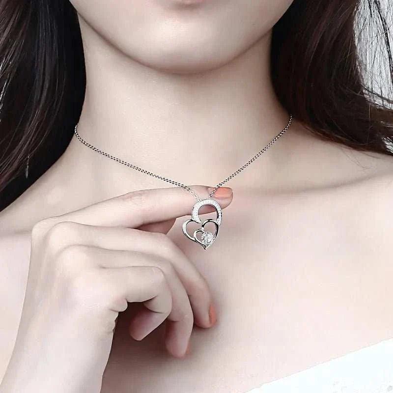Heart-Shaped 925 Silver Moissanite Pendant Necklace