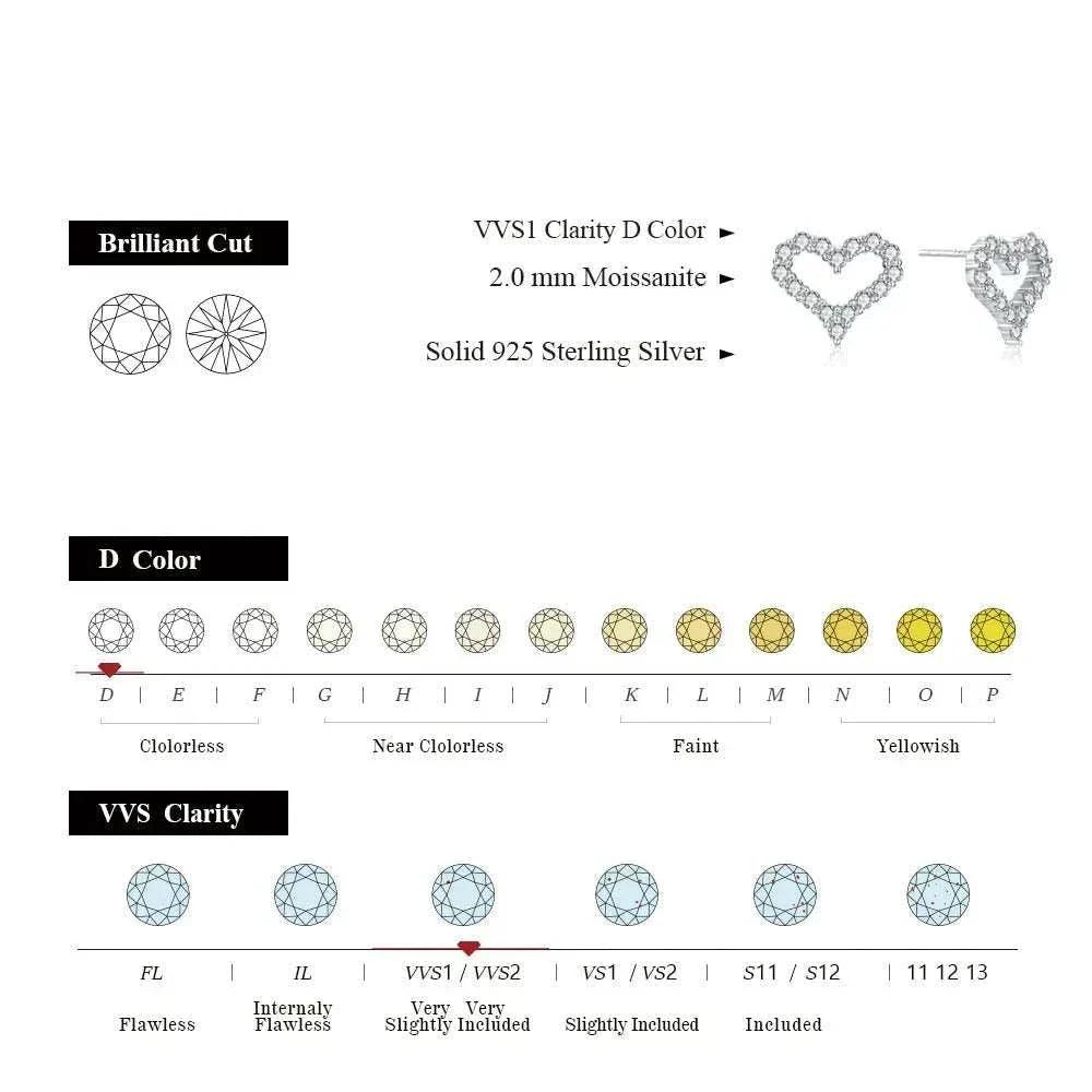 Heart-Shaped Moissanite Stud Earrings - 0