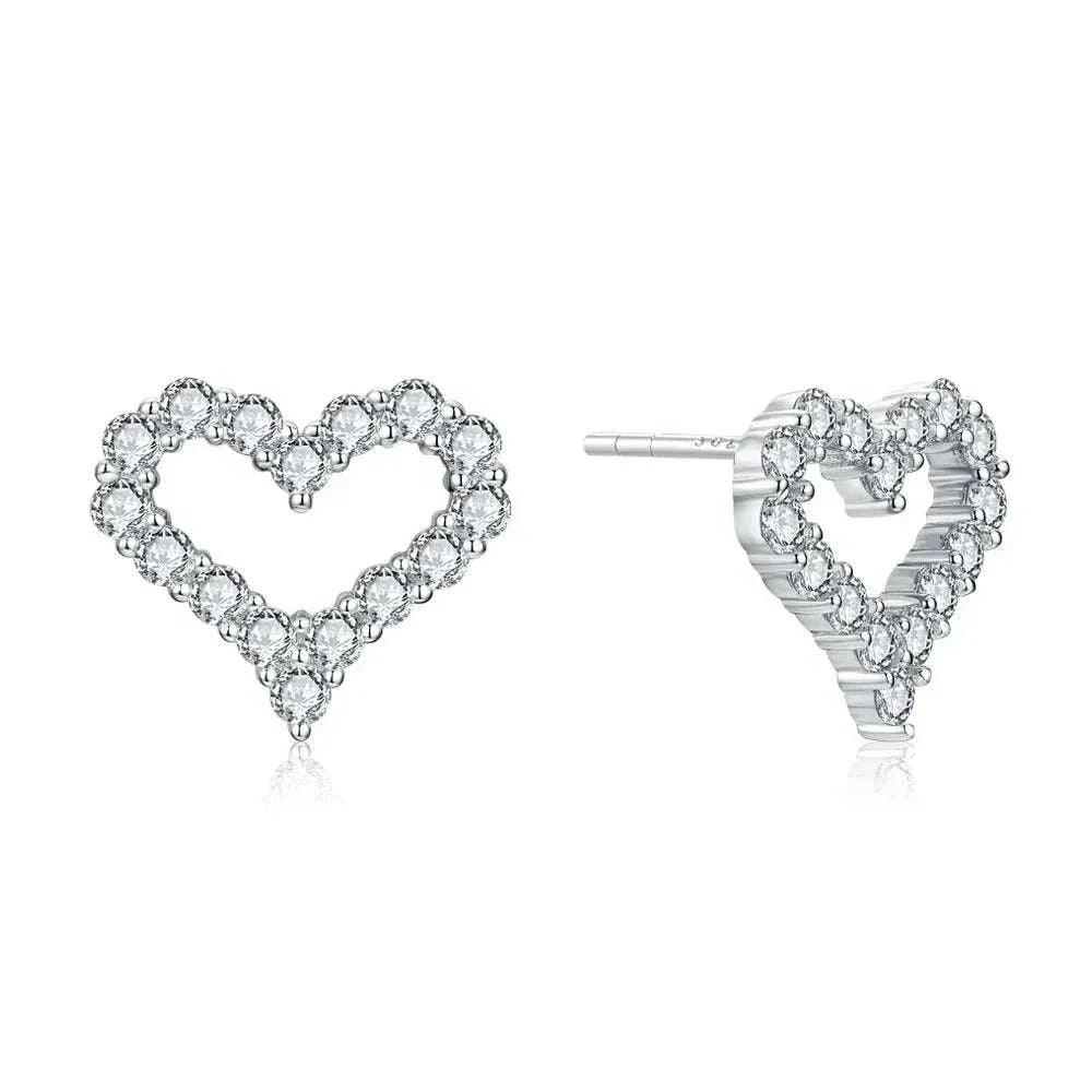 Heart-Shaped Moissanite Stud Earrings - 0