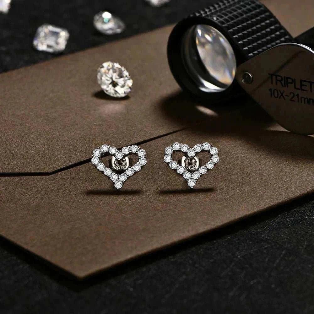 Heart-Shaped Moissanite Stud Earrings - 0