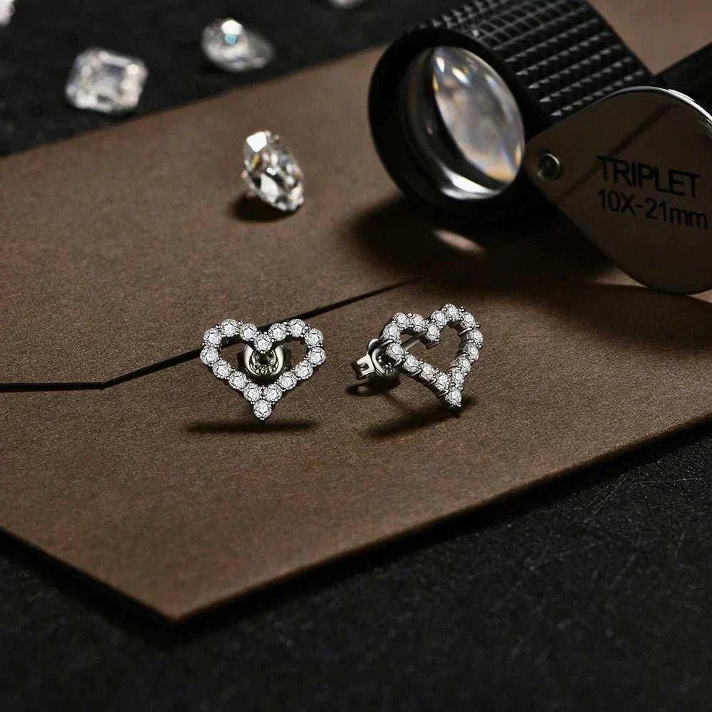 Heart-Shaped Moissanite Stud Earrings - 0