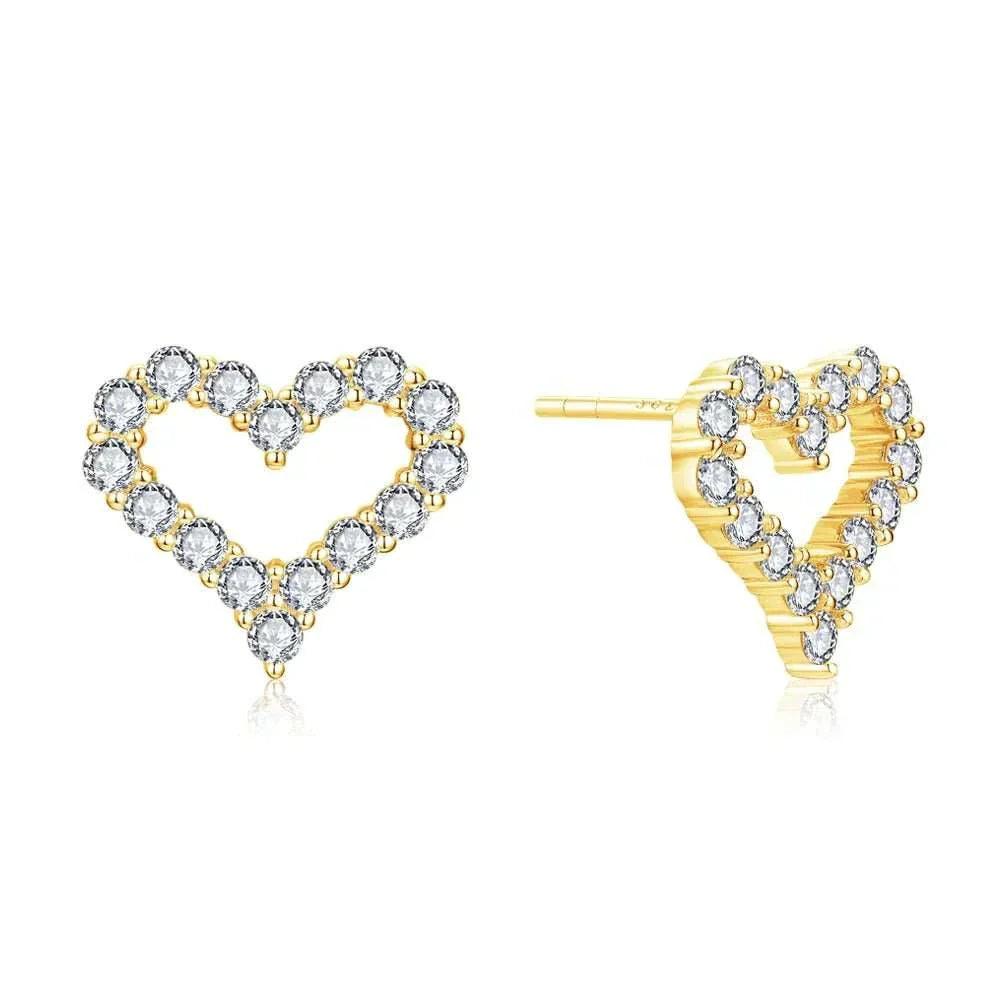 Heart-Shaped Moissanite Stud Earrings - 0