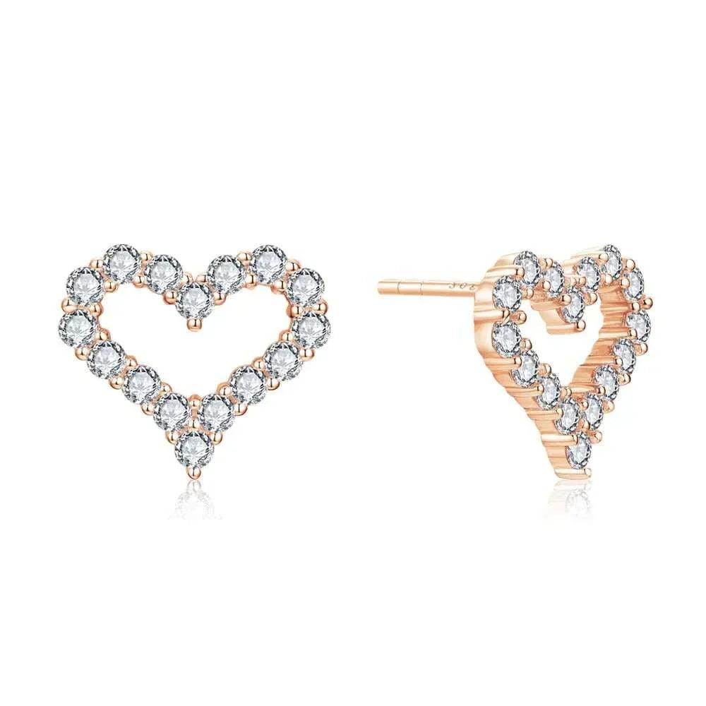 Heart-Shaped Moissanite Stud Earrings - 0