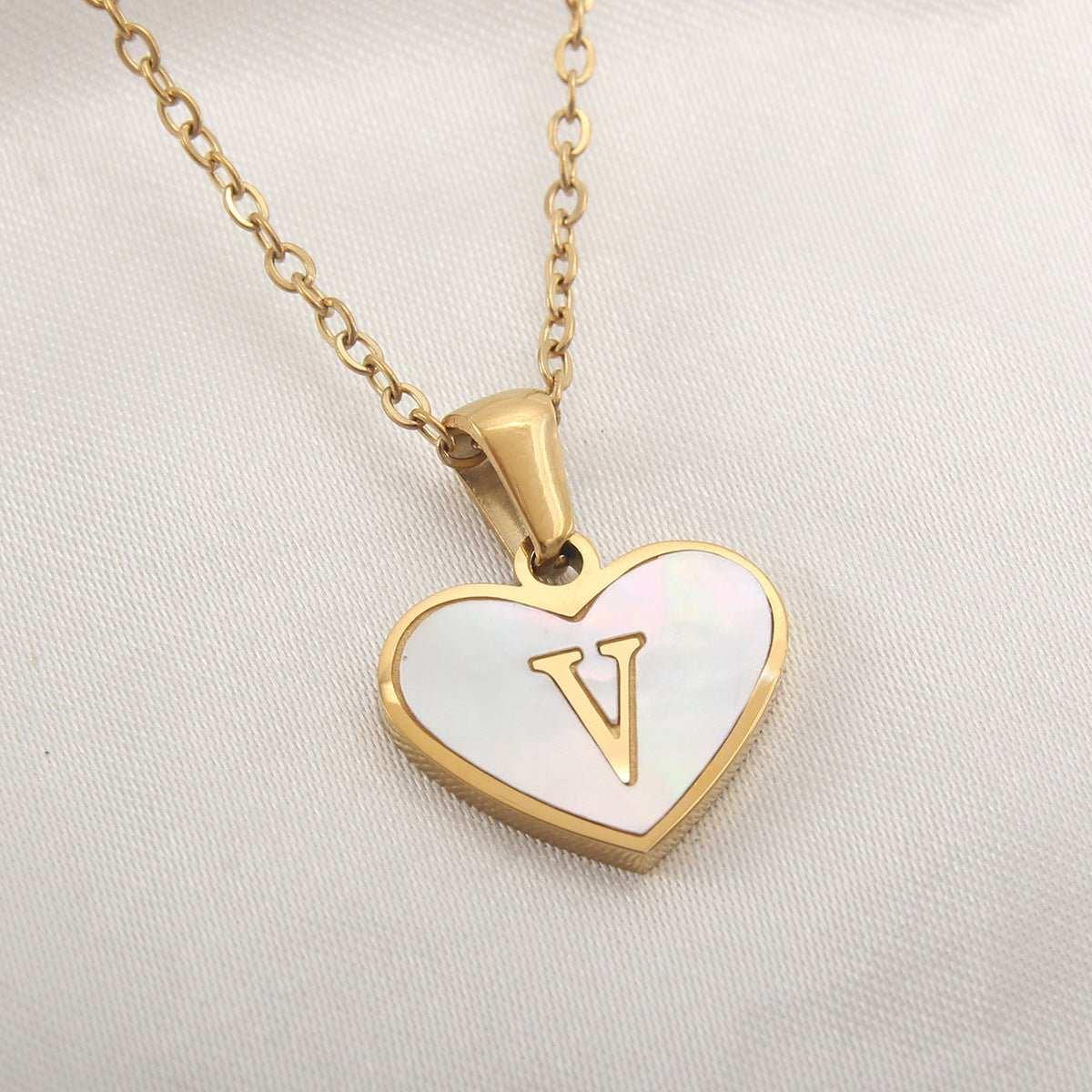 Letter Heart-shaped Necklace