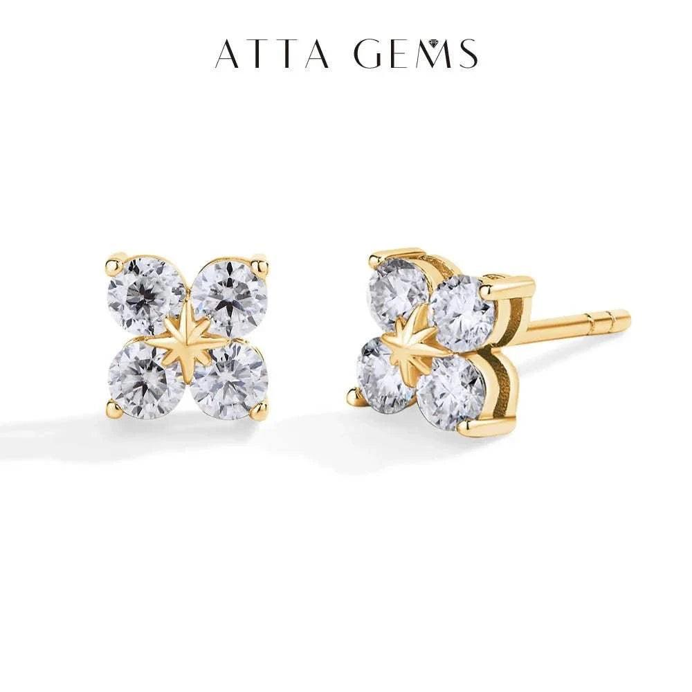 Luxury moissanite clover earrings in white gold showcasing elegance and sophistication.