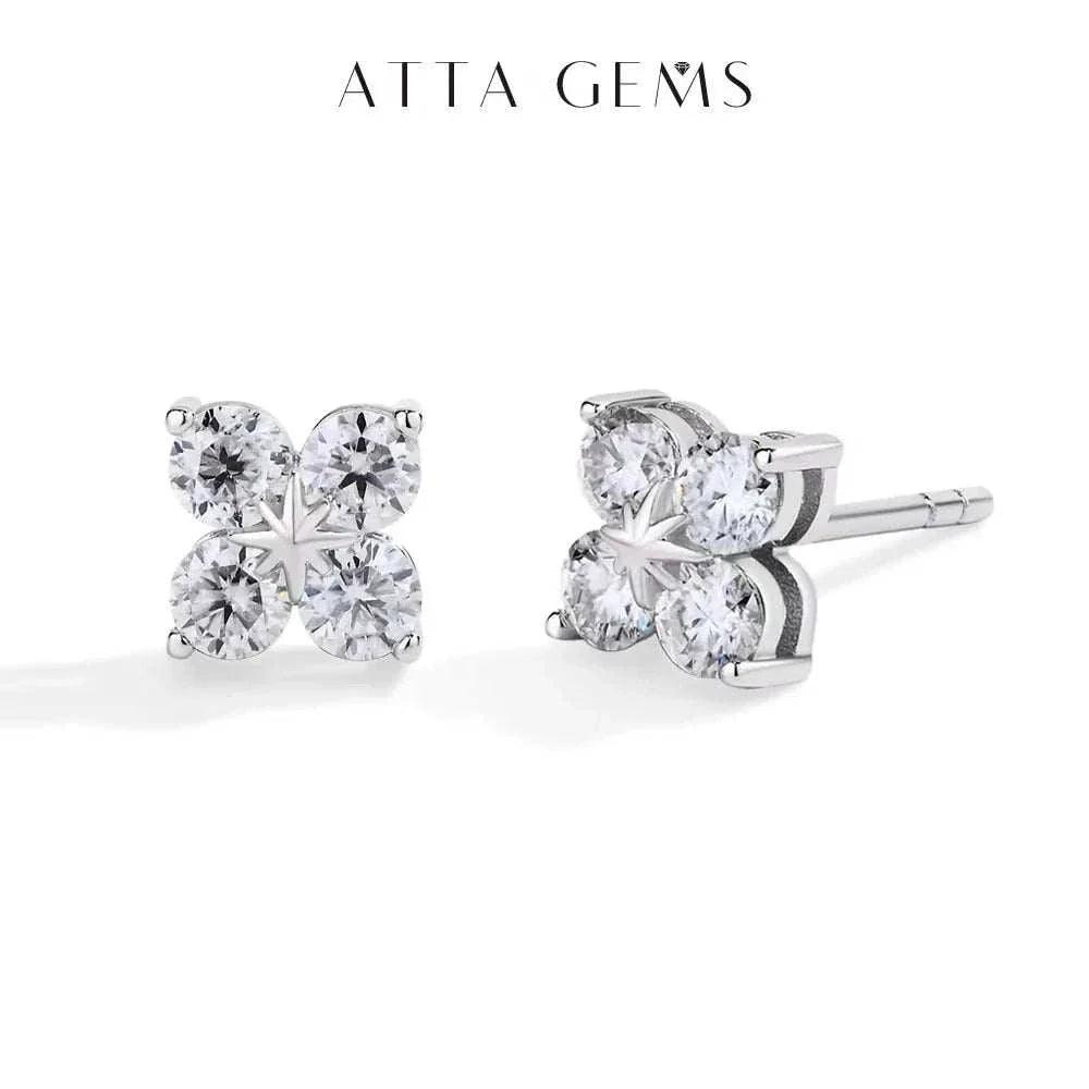 Luxury moissanite clover earrings in white gold showcasing elegance and sophistication.