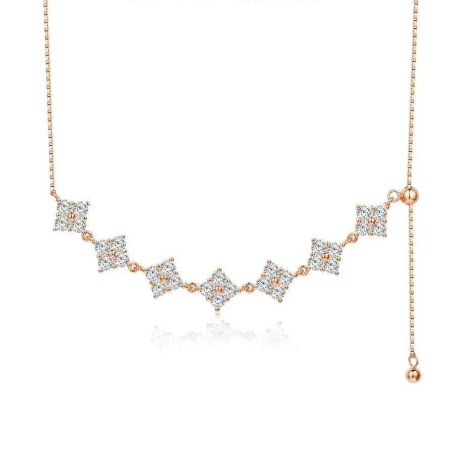 Luxury moissanite necklace in silver and gold with D color, VVS1 clarity moissanite diamonds.