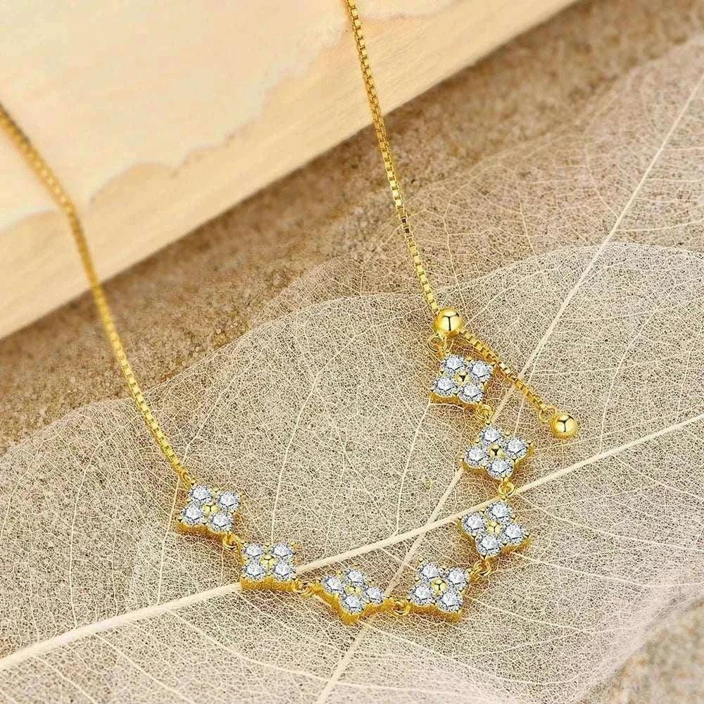 Luxury Moissanite Necklace in Silver & Gold, featuring a sparkling design with moissanite stones, crafted for elegance and sophistication.