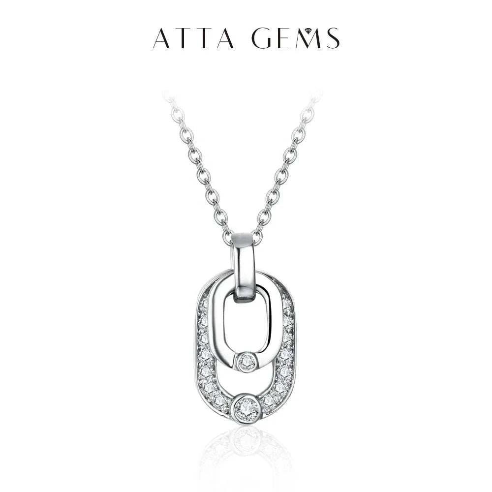 Luxury Moissanite Pendant Necklace in Silver by ATTAGEMS, showcasing elegant round cut design and sparkling moissanite gem.