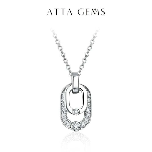 Luxury Moissanite Pendant Necklace in Silver by ATTAGEMS, showcasing elegant round cut design and sparkling moissanite gem.