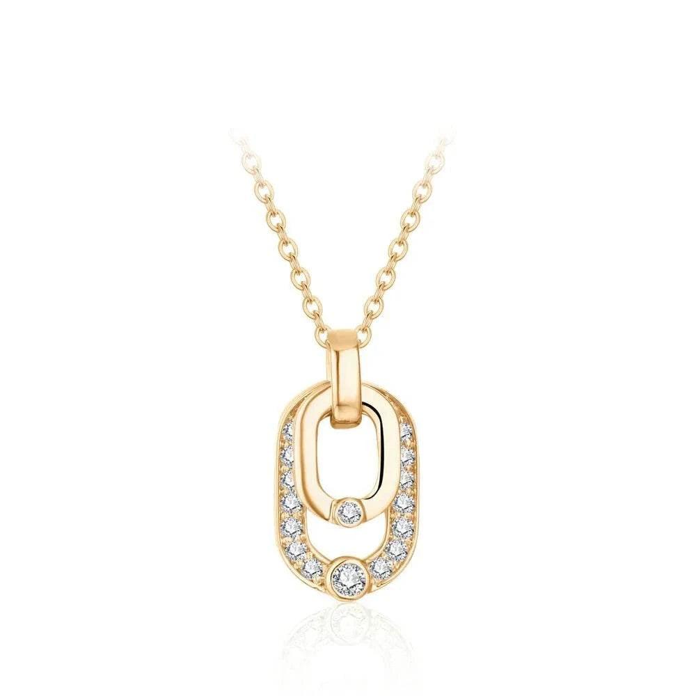 Luxury Moissanite Pendant Necklace in Gold, Round Cut Gemstone, Elegant Jewelry
