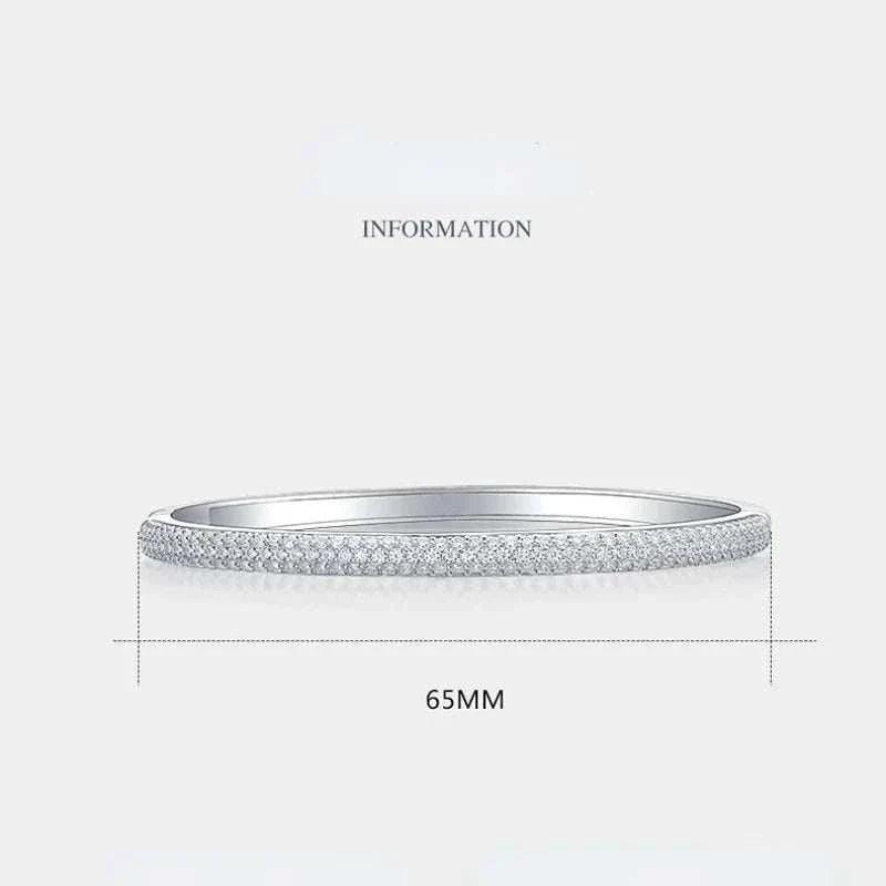 Luxury S925 sterling silver Moissanite cuff bracelet with 65mm diameter.