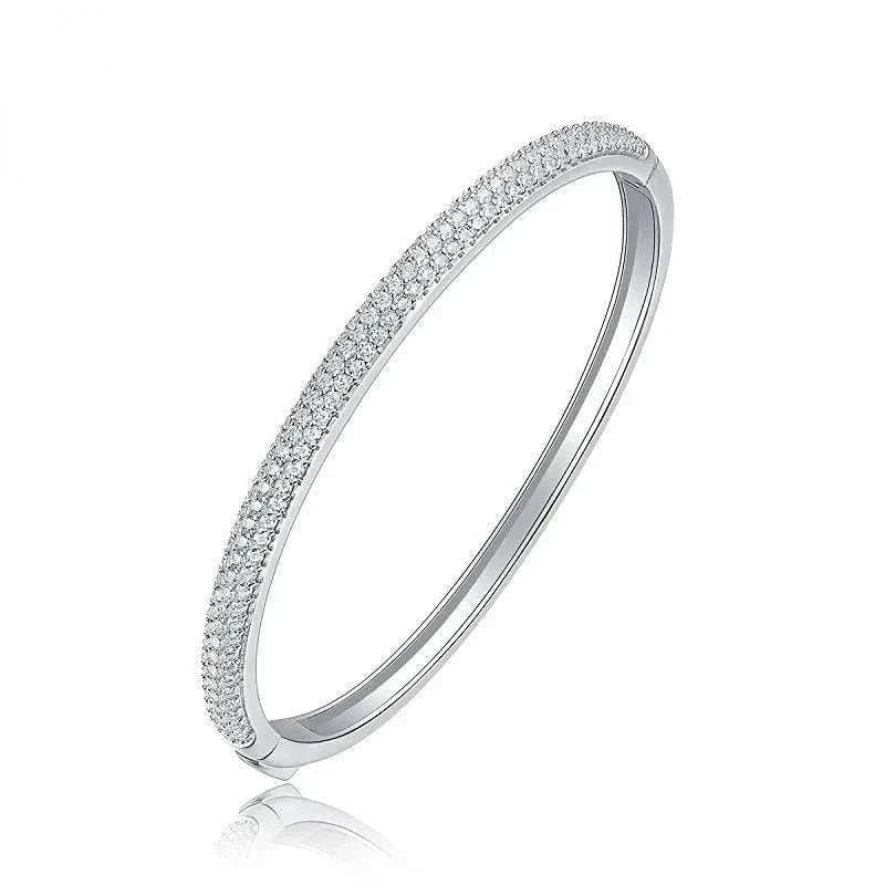 Luxury S925 Sterling Silver Moissanite Cuff Bracelet showcasing elegance and sparkle.