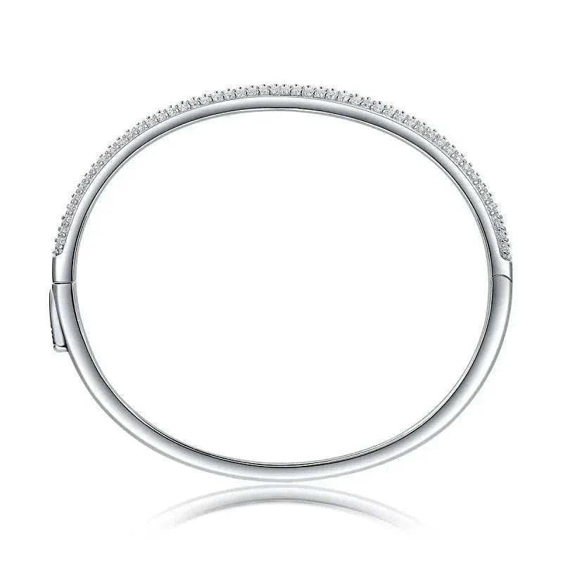 Luxury S925 sterling silver moissanite cuff bracelet with stunning sparkle.