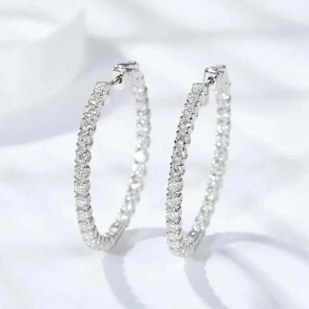 Luxury VVS Moissanite sterling silver hoop earrings with 1.56 CT stones, premium 925 sterling silver.