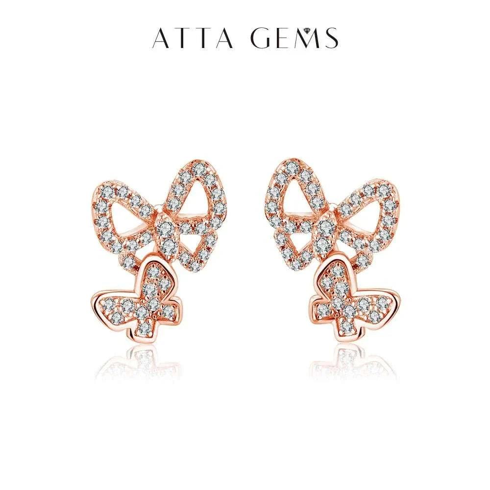 Moissanite Butterfly Stud Earrings – 925 Silver