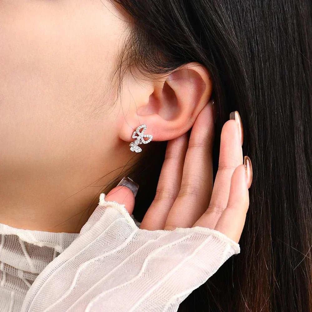 Moissanite Butterfly Stud Earrings – 925 Silver