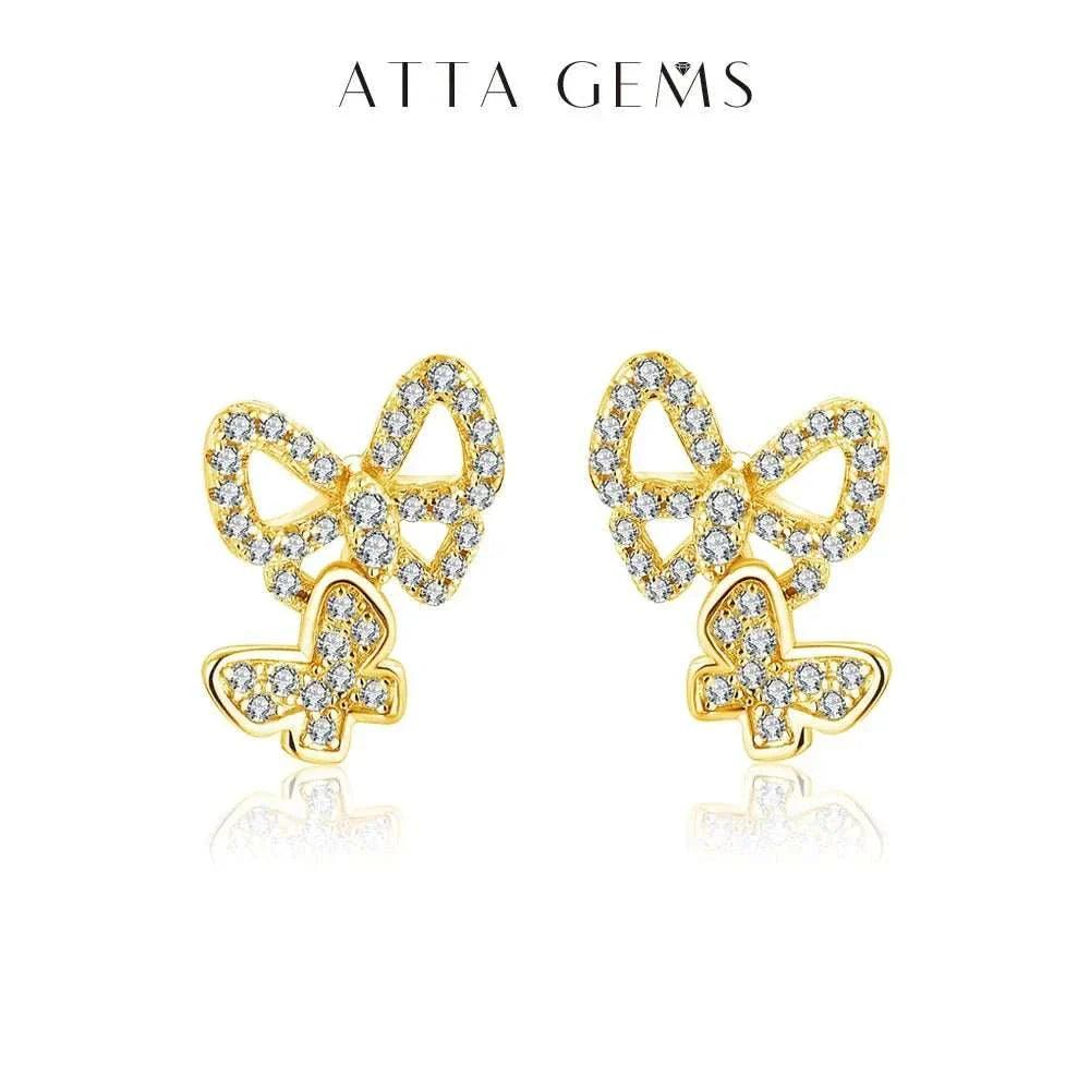 Moissanite Butterfly Stud Earrings – 925 Silver