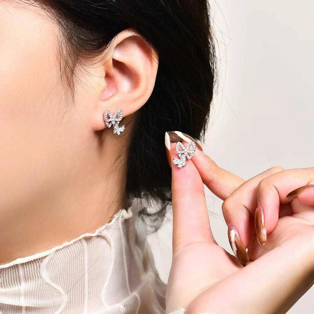 Moissanite Butterfly Stud Earrings – 925 Silver