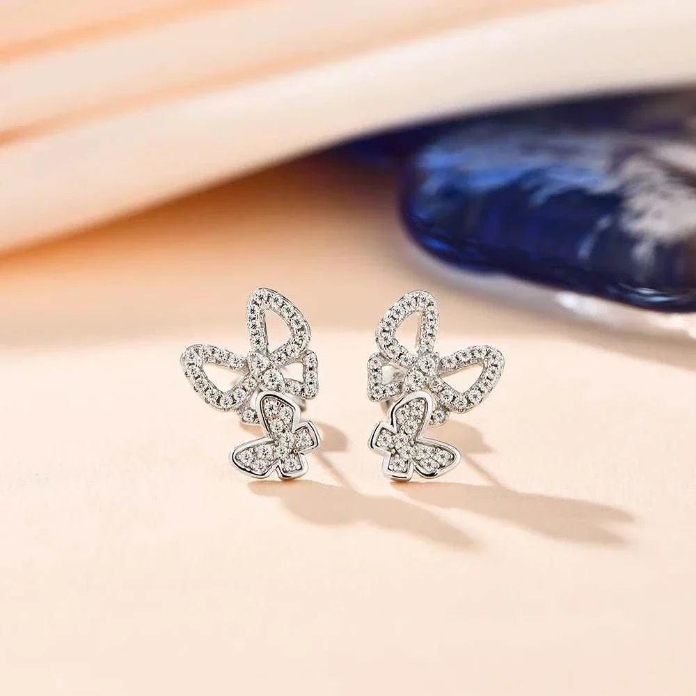 Moissanite Butterfly Stud Earrings – 925 Silver