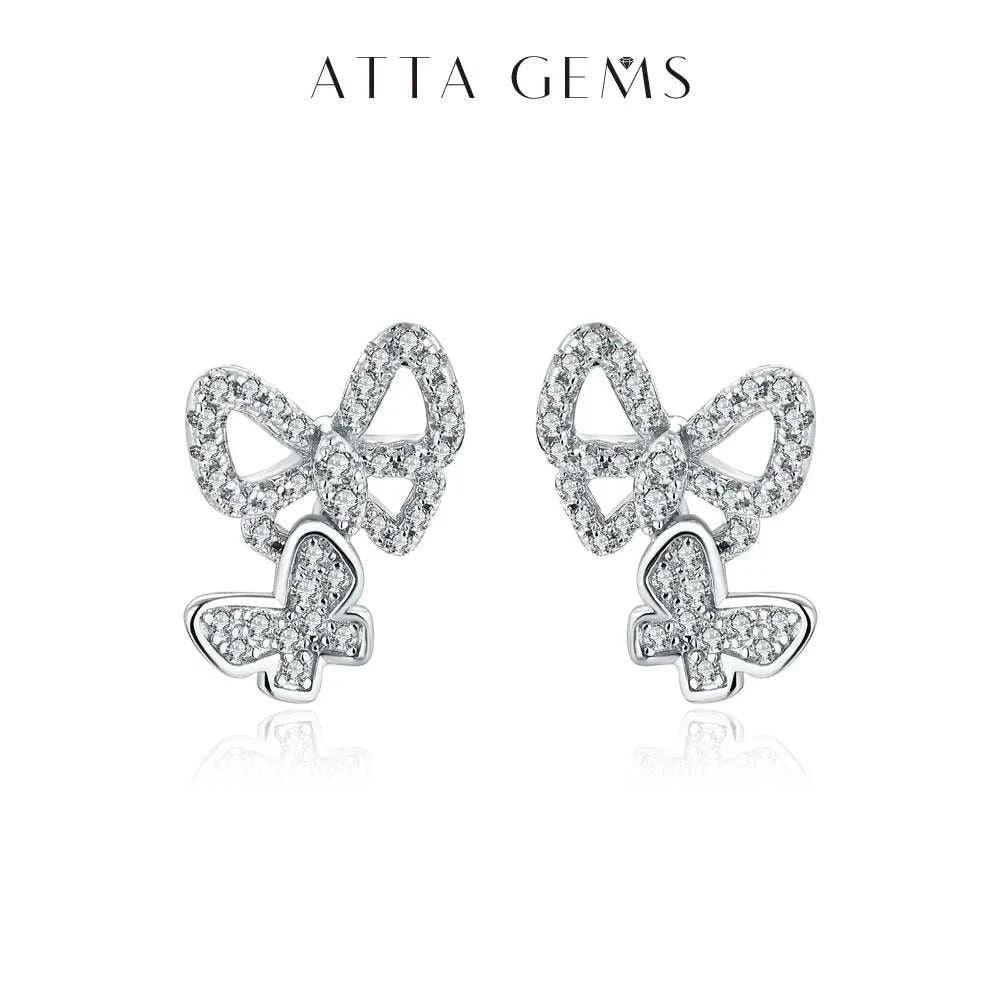 Moissanite Butterfly Stud Earrings – 925 Silver