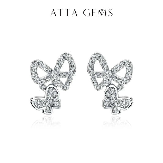 Moissanite Butterfly Stud Earrings – 925 Silver
