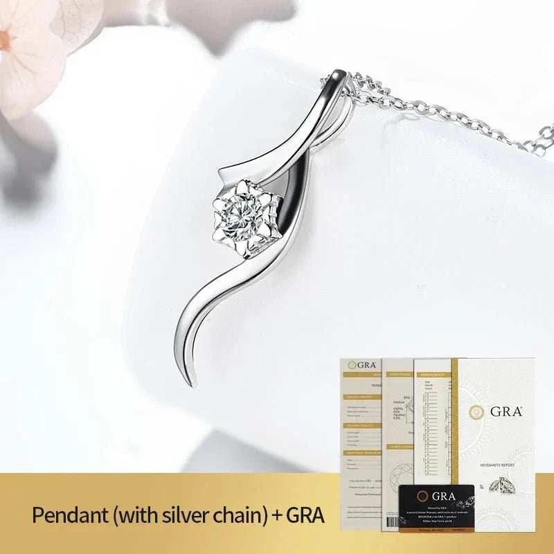 Moissanite Gemstone Silver Pendant Necklace