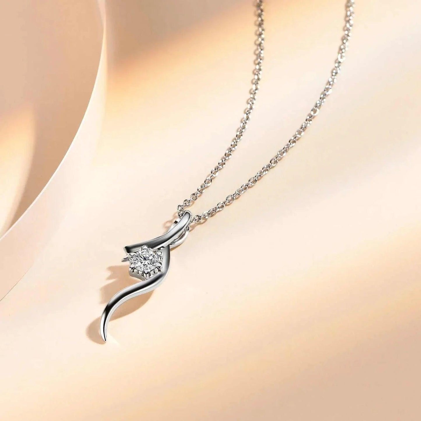 Moissanite Gemstone Silver Pendant Necklace