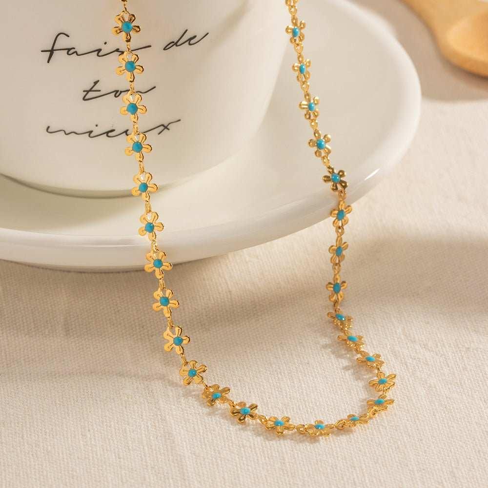 Add a touch of elegance to your outfit with our Glaze Flowers Necklace and Bracelet set. Made with delicate, handcrafted flowers, this set is perfect for any formal 