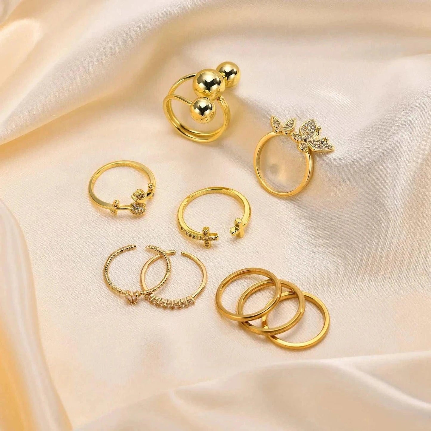 Open Balls Statement Ring, Open butterfly Ring,
