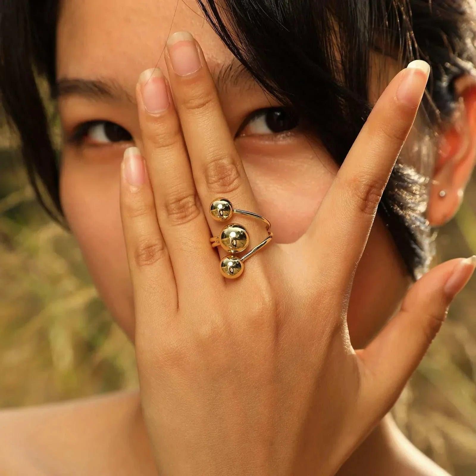Open Balls Statement Ring, Open butterfly Ring,