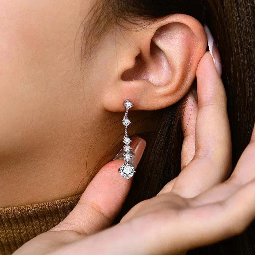 s925 silver moissanite drop earrings - elegant gift