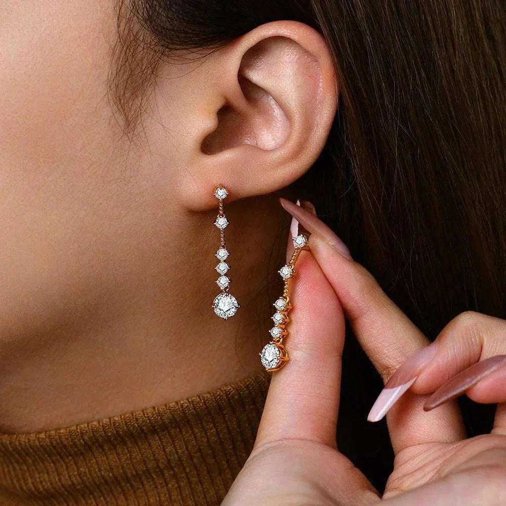 s925 silver moissanite drop earrings - elegant gift