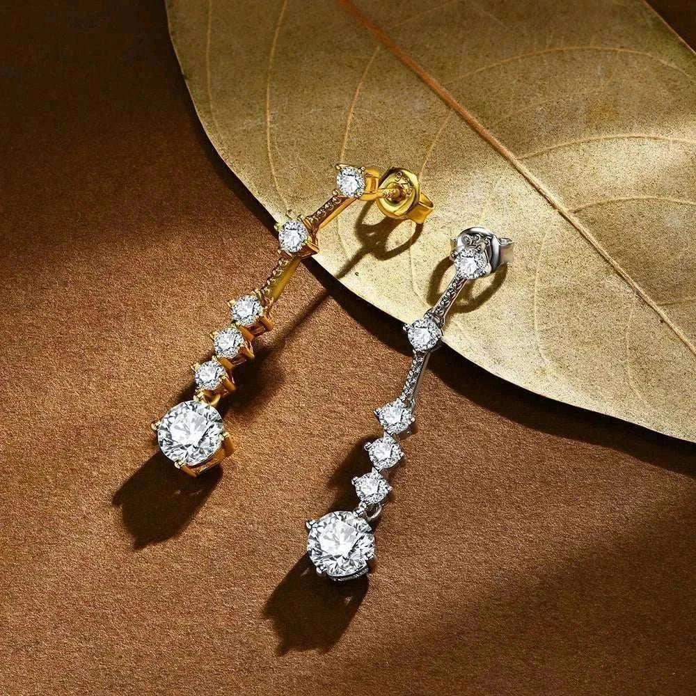 s925 silver moissanite drop earrings - elegant gift