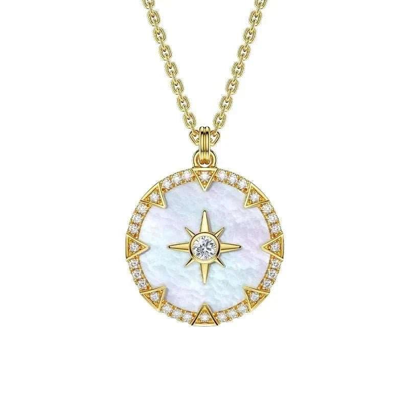 S925 Silver Octagon Star Compass Necklace with intricate star pendant and durable chain.