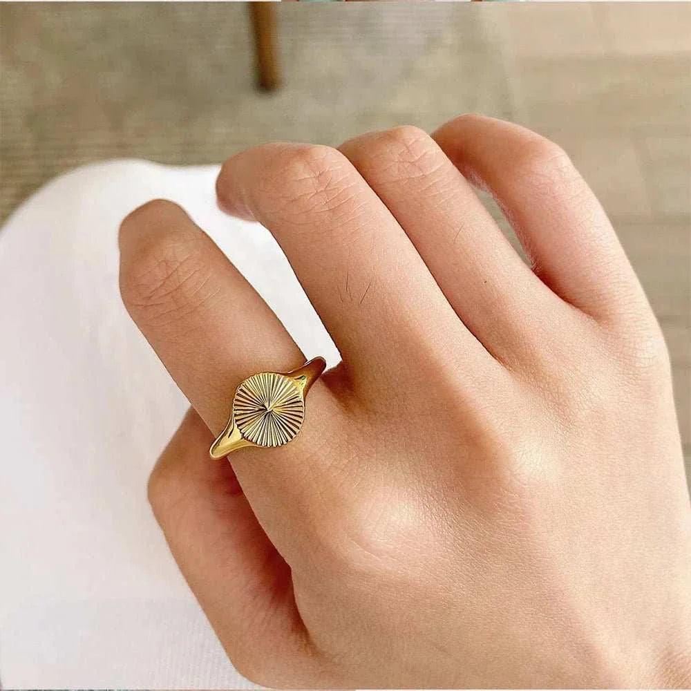 Minimalist Dainty Signet Dome Ring