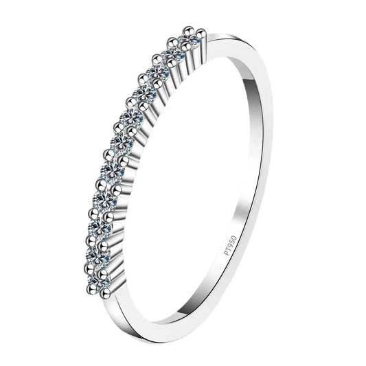 stunning 18k white gold moissanite wedding ring with chic row design
