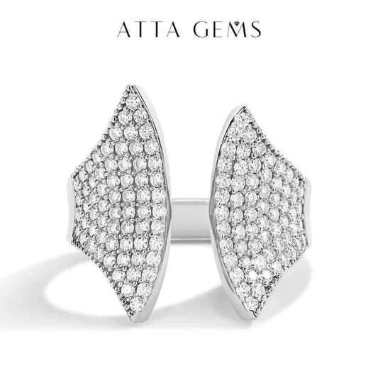 VVS1 Moissanite Adjustable Ring in 18k White Gold by Atta Gems; elegant and luxurious jewelry accessory.