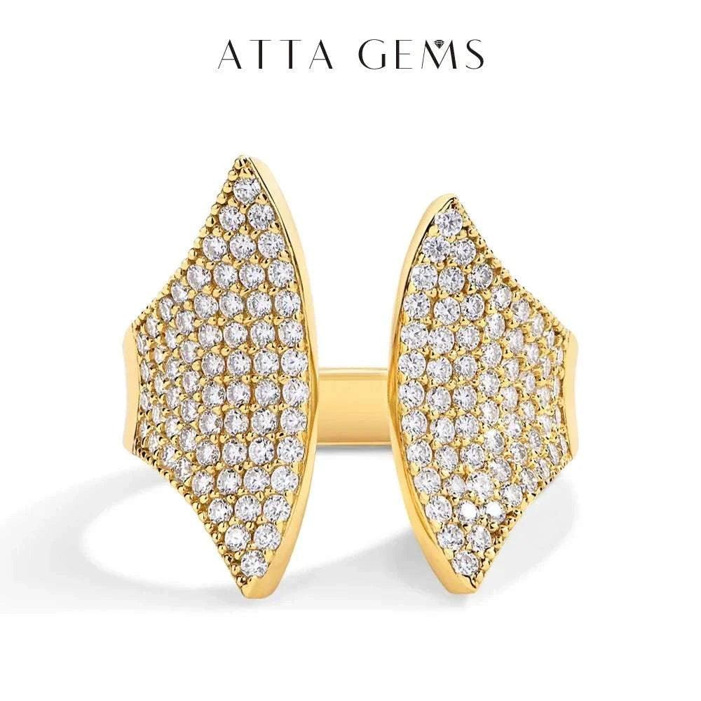 VVS1 Moissanite Adjustable Ring in 18k White Gold by Atta Gems, featuring elegant design and superior sparkle.